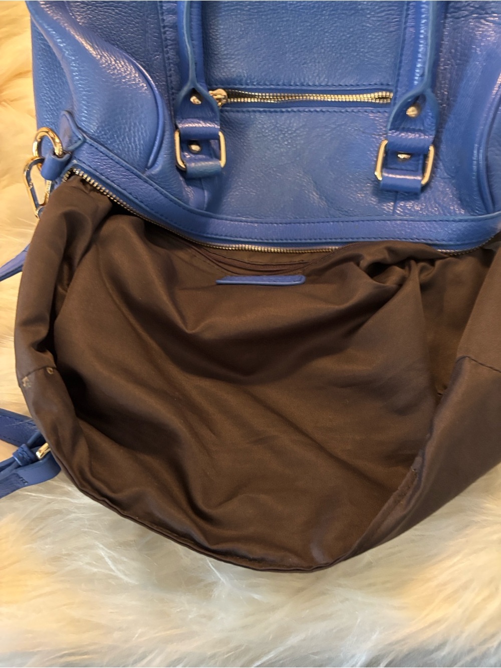 Terzetto Blue Leather Satchel Crossbody Bag - Picture 8 of 8